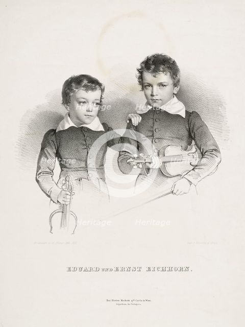 Ernst (1822-1844) and Eduard (1823-1896) Eichhorn, two little violinists, 1831.