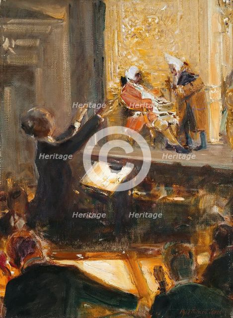 Ernst Edler von Schuch conducts the Rosenkavalier by Richard Strauss, 1912. Creator: Sterl, Robert (1867-1932).