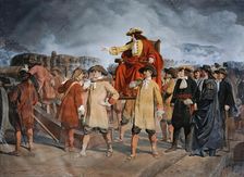 Ernst Rüdiger Graf Starhemberg visits the defense work on the Lion Bastion 1683, (1868). Creator: Carl Wurzinger