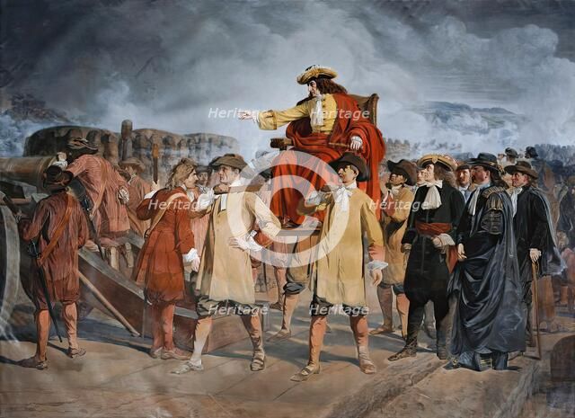 Ernst Rüdiger Graf Starhemberg visits the defense work on the Lion Bastion 1683, (1868).  Creator: Carl Wurzinger.