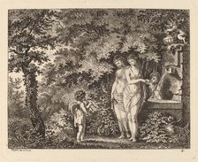Eros with Three Girls at a Fountain, 1770. Creator: Salomon Gessner