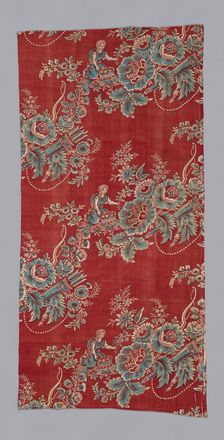 Eros Gathering Flowers (Furnishing Fabric), Bolbec, c. 1800. Creator: Unknown