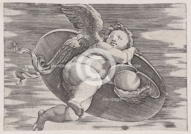 Eros Stealing Man's Shield, ca. 1514-36. Creator: Agostino Veneziano.