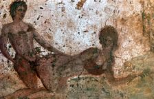 Erotic mural, Pompeii, Italy. Creator: Unknown