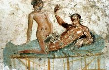 Erotic mural, Pompeii, Italy. Creator: Unknown