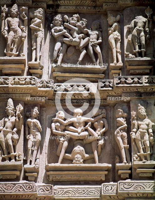 Erotic scenes from the exterior decoration of the Kandariya Mahadeo Temple.