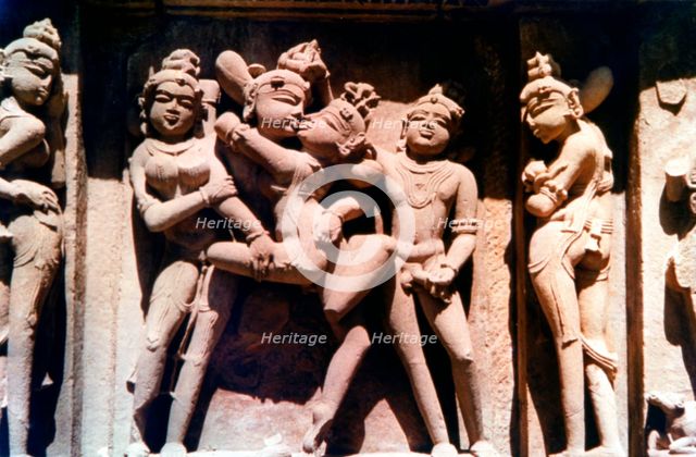 Erotic Sculpture, Hindu Temple, Khajuraho, India, 950 - 1050. Artist: Unknown