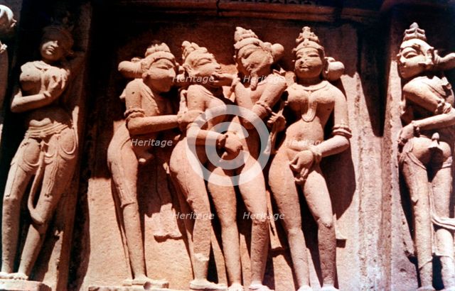 Erotic Sculpture, Hindu Temple, Khajuraho, India, 950 - 1050. Artist: Unknown
