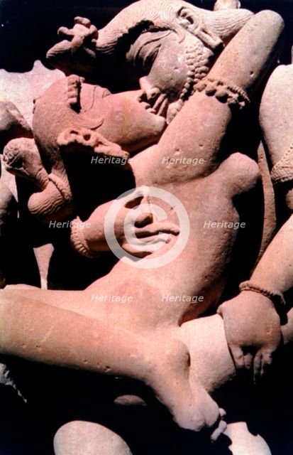 Erotic Sculpture, Hindu Temple, Khajuraho, India, 950 - 1050. Artist: Unknown