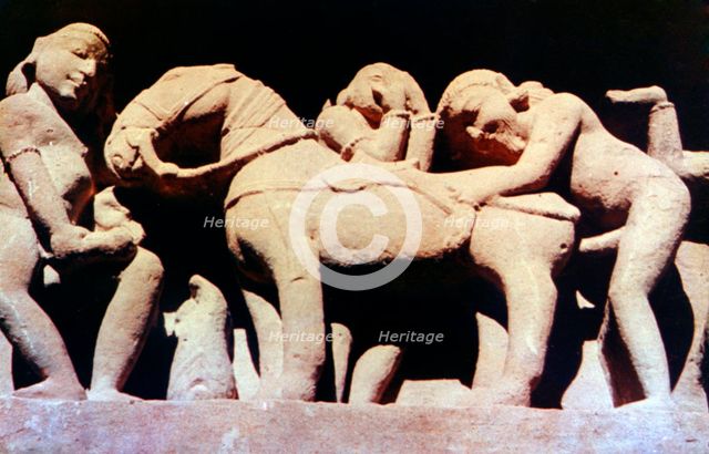 Erotic Sculpture, Hindu Temple, Khajuraho, India, 950 - 1050. Artist: Unknown