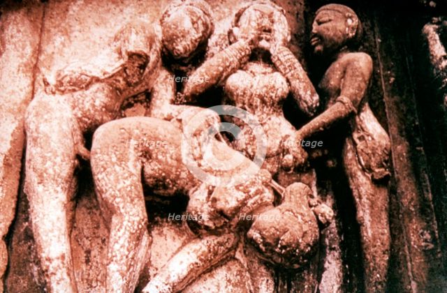 Erotic Sculpture, Hindu Temple, Khajuraho, India, 950 - 1050. Artist: Unknown
