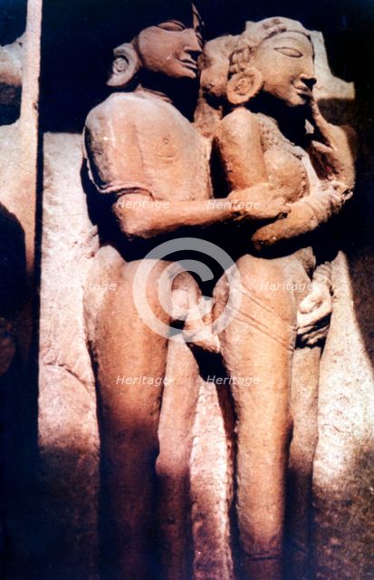 Erotic Sculpture, Hindu Temple, Khajuraho, India, 950 - 1050. Artist: Unknown