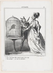 Est-ce que vous allez ouvrir la porte de la cage..., 1870. Creator: Honore Daumier