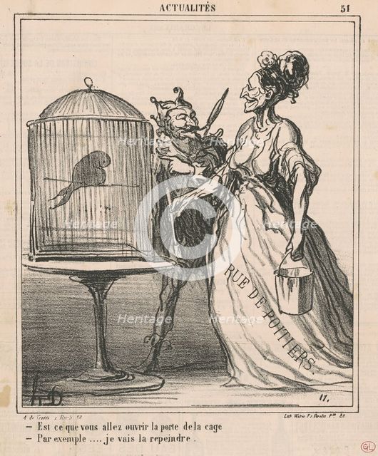Est-ce que vous allez ouvrir la porte de la cage ..., 19th century. Creator: Honore Daumier.