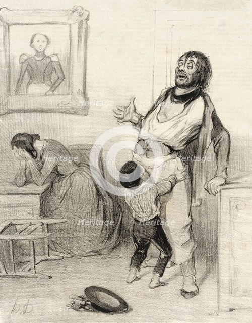 Est-il permis de revenir de Bercy dans un état pareil.., 1843. Creator: Honore Daumier.