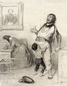 Est-il permis de revenir de Bercy dans un état pareil.., 1843. Creator: Honore Daumier