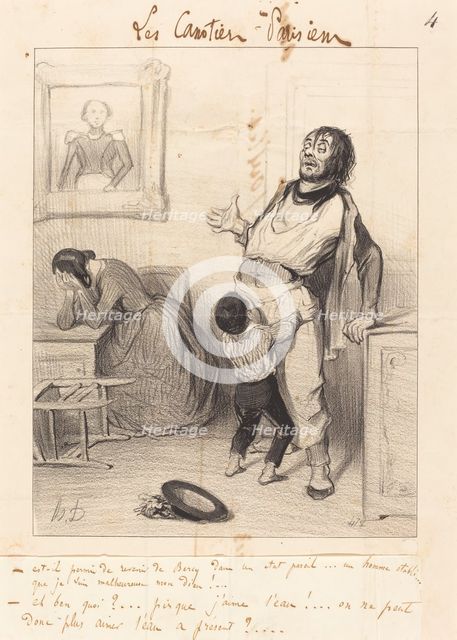 Est-il permis de revenir de Bercy dans un état pareil.., 1843.  Creator: Honore Daumier.