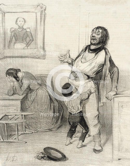 Est-il permis de revenir de Bercy dans un état pareil.., 1843. Creator: Honore Daumier.