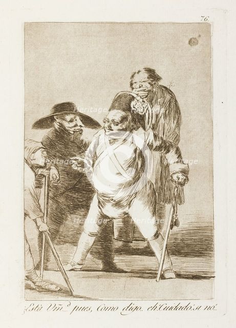 ¿Está Vm...d [vuestra merced] pues, Como digo..eh! Cuidado! si no!...; Los Caprichos, pl.76, 1799. Creator: Francisco Goya.