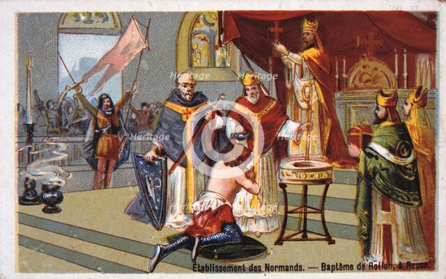 Establishment of the Normans: Baptism of Rollo at Rouen, (19th century). Artist: Unknown