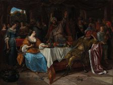 Esther, Ahasuerus, and Haman, c. 1668. Creator: Jan Steen (Dutch, 1626-1679)