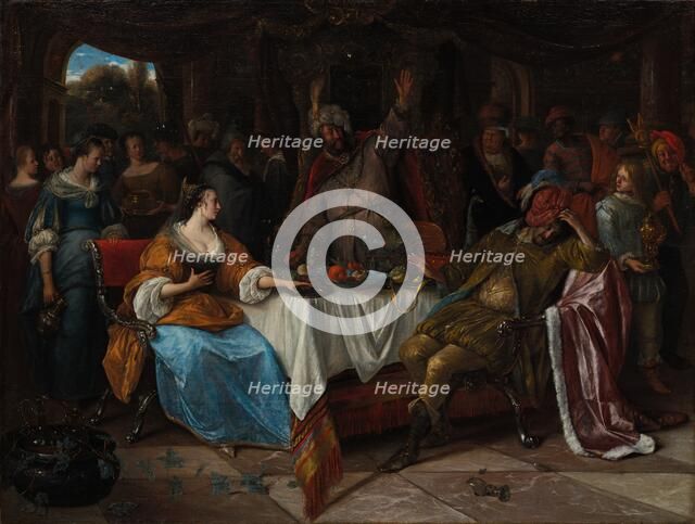 Esther, Ahasuerus, and Haman, c. 1668. Creator: Jan Steen (Dutch, 1626-1679).