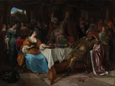 Esther, Ahasuerus, and Haman, c. 1668. Creator: Jan Steen (Dutch, 1626-1679)