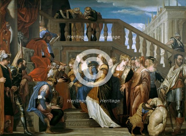 Esther and Ahasver, ca 1555. Creator: Veronese, Paolo (1528-1588).