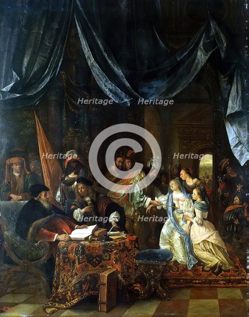 Esther before Ahasuerus, 1660. Creator: Jan Steen.