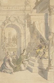 Esther before Ahasuerus, 1712-1767. Creator: Gerard Sanders