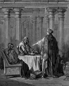 Esther (c450 BC) before her husband King Ahasuerus (Xerxes I) of Persia, 1866. Artist: Gustave Doré