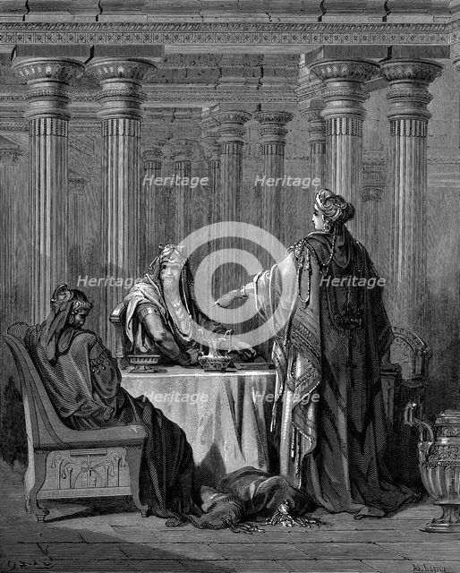 Esther (c450 BC) before her husband King Ahasuerus (Xerxes I) of Persia, 1866. Artist: Gustave Doré