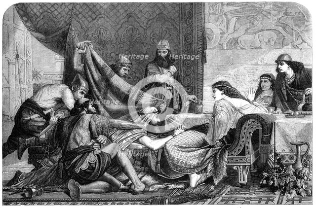 "Esther's Banquet", by E. Armitage, from the Liverpool Exhibition of Fine Arts, 1865.  Creator: Unknown.