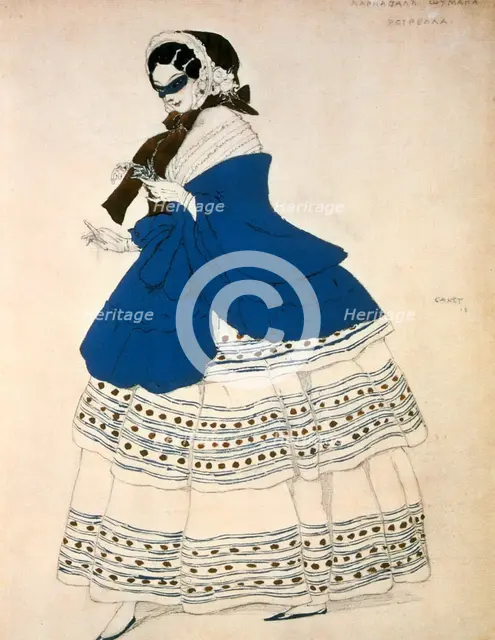 Estrella, design for a costume for the ballet Carnival composed by Robert Schumann, 1919. Artist: Leon Bakst