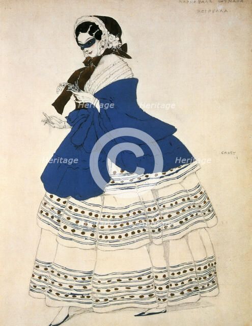 Estrella, design for a costume for the ballet Carnival composed by Robert Schumann, 1919. Artist: Leon Bakst