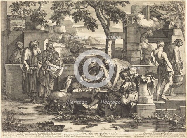 Esurientes pascere, 1665/1670. Creator: Sébastien Bourdon.