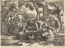 Esurientes pascere, 1665/1670. Creator: Sébastien Bourdon