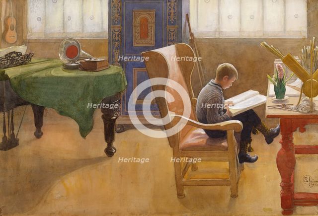 Esbjörn at the Study Corner, 1912. Creator: Carl Larsson.