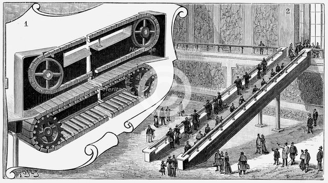 Escalator at the Pennsylvania Railroad Company's Cortland Street Station, New York, 1893. Artist: Unknown
