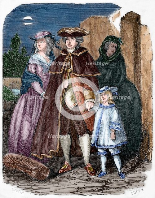 Escape of Louis XVI and his family, 1791, (1851).  Creator: Dupre.