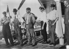 Escaped from Tampico, in launch, 1914. Creator: Bain News Service