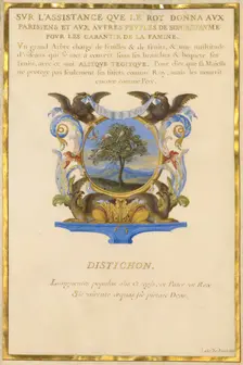 Escutcheon with a Landscape; Three Emblems for Louis XIV, about 1663-1668. Creator: Jacques Bailly