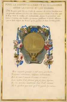 Escutcheon with a Medal; Nine Emblems for Louis XIV, about 1663-1668. Creator: Jacques Bailly