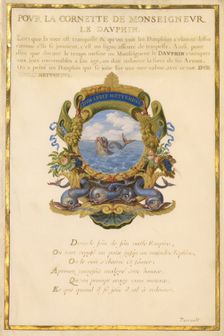 Escutcheon with a Sea Monster; Nine Emblems for Louis XIV, about 1663-1668. Creator: Jacques Bailly