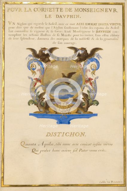 Escutcheon with an Eagle; Nine Emblems for Louis XIV; Emblem for Louis XIV, about 1663-1668. Creator: Jacques Bailly.