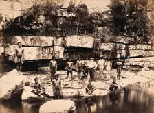 Eshowe, South Africa: a group of Africans at Adam's Mill, c1880s. Creator: John Wallace Bradley