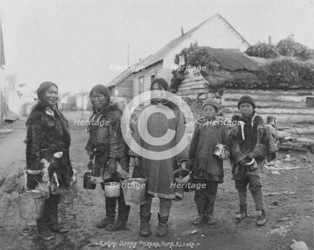 Eskimo berry pickers, between c1900 and c1930. Creator: Lomen Brothers.
