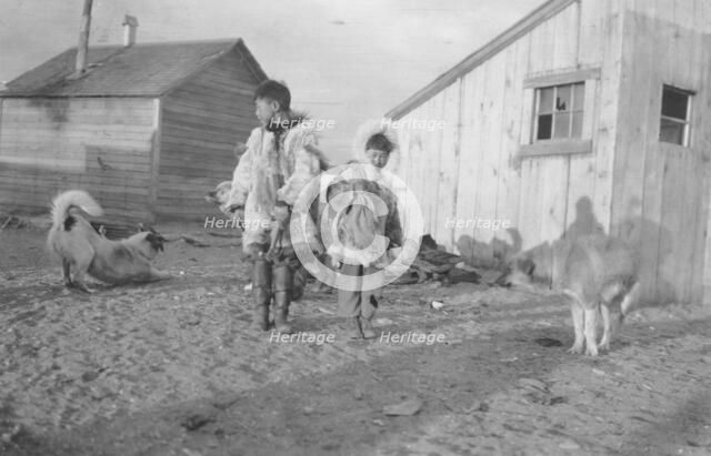 Eskimo boys with dogs, between c1900 and 1916. Creator: Unknown.