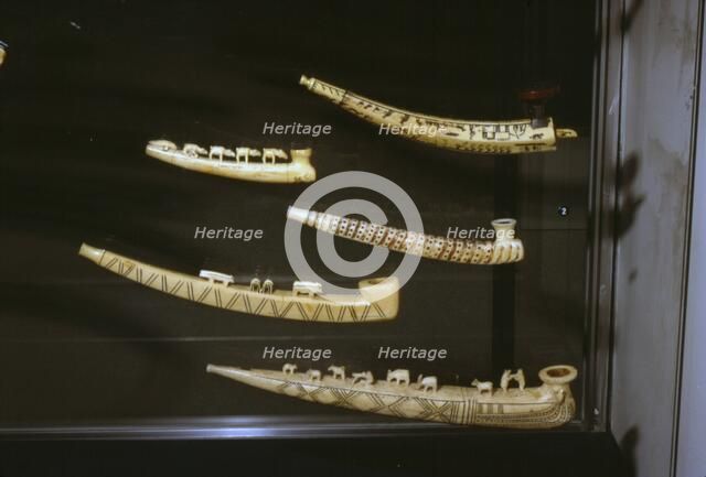 Eskimo Carving, Ivory Tobacco Pipes, Alaska and Canada, 19th Century.  Artist: Unknown.