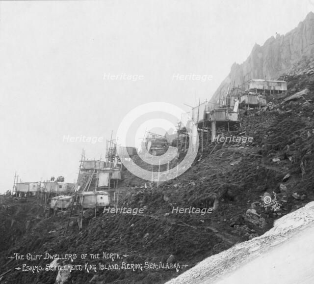 Eskimo cliff dweller settlement, between c1900 and 1927. Creator: Lomen Brothers.